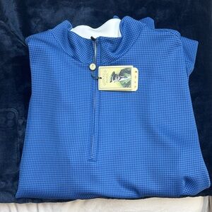 Blue Gingham Quarter Zip Pullover